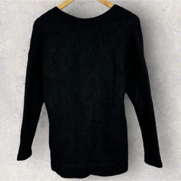 Sezane Black Charles Cardigan Knit Sweater Size Large Mohair V-Neck Merino Wool - Picture 4 of 14
